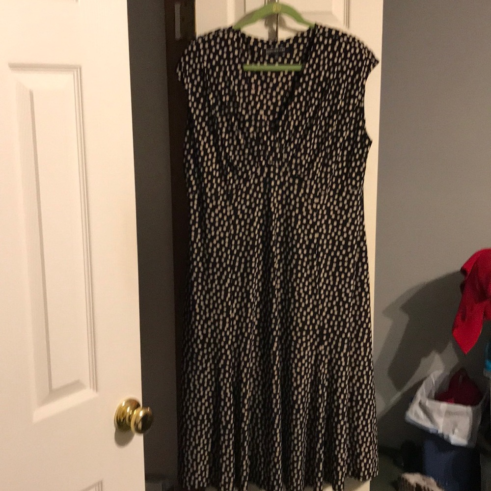 Jones New York. Black and white polka dot dress.